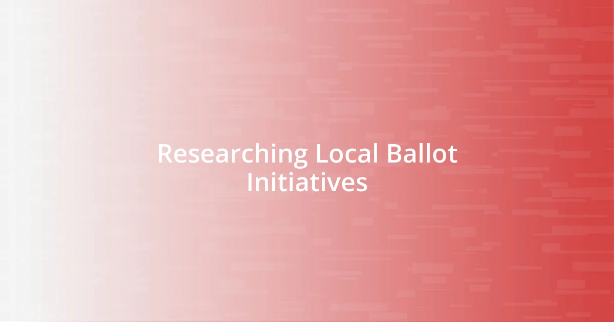 Researching Local Ballot Initiatives