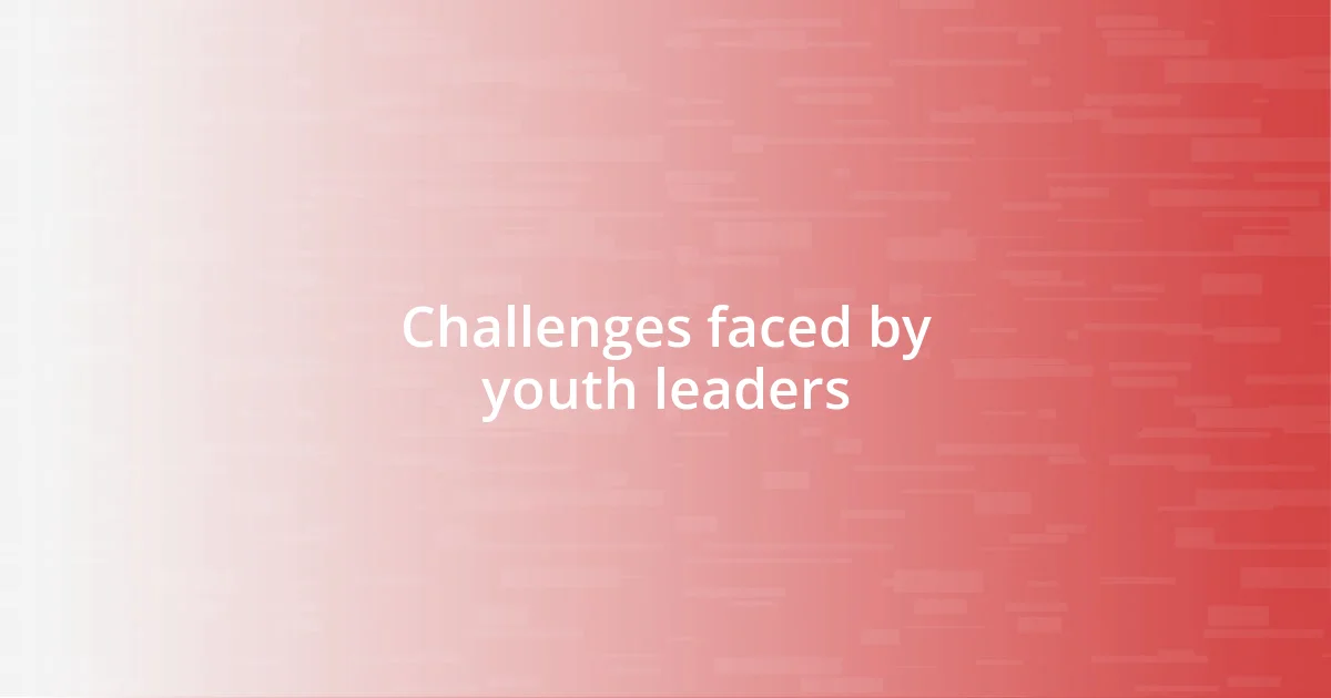 Challenges faced by youth leaders