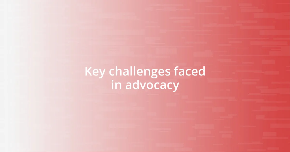 Key challenges faced in advocacy